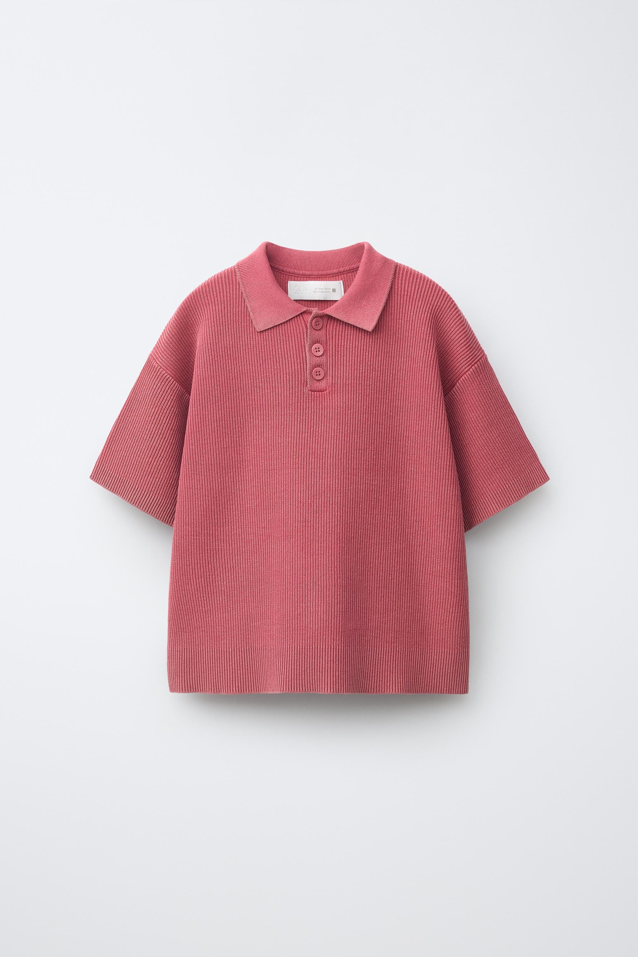 Acid Wash Ribbed Polo Shirt