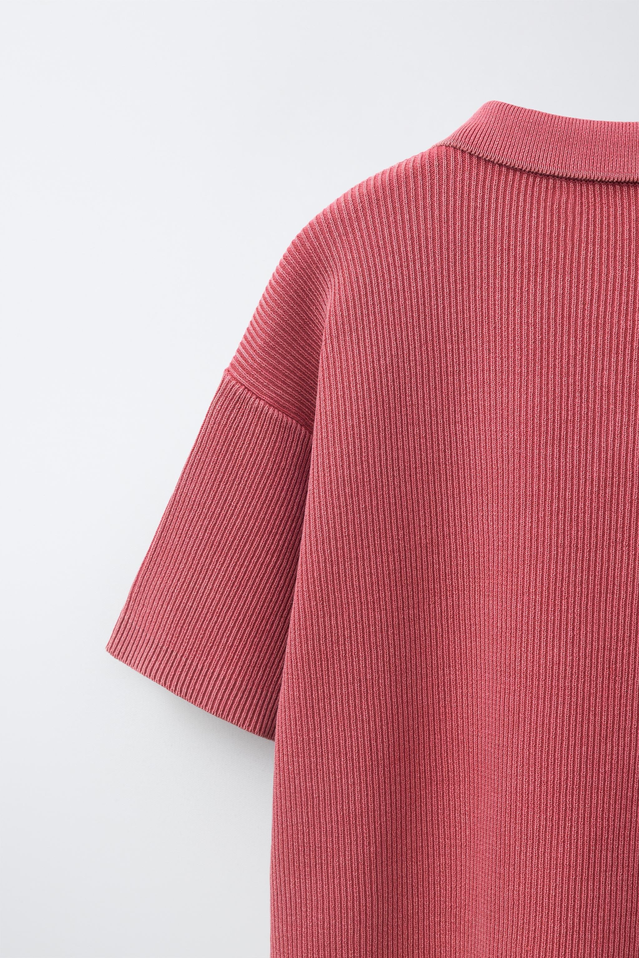 Acid Wash Ribbed Polo Shirt
