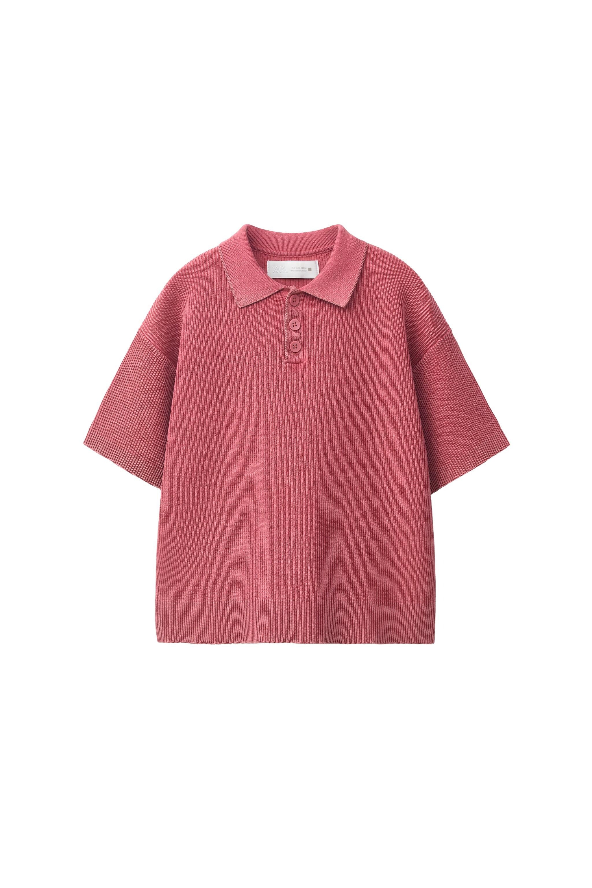 Acid Wash Ribbed Polo Shirt